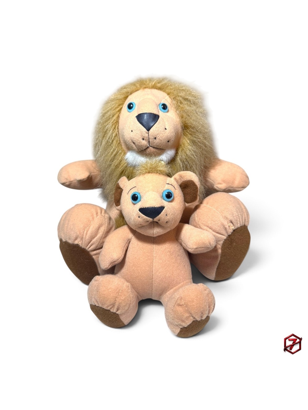 Vintage 1994 Stuffins Lion & Lion Cub Plush Bundle Gold Crown 2pc